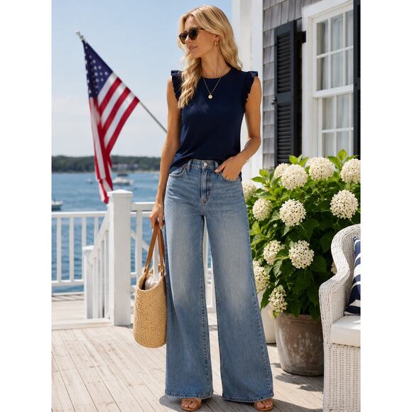 J. Crew Denim - J.Crew Full Length Wide Leg Jeans 28 Vintage Wash Coastal Chic Denim Pristine